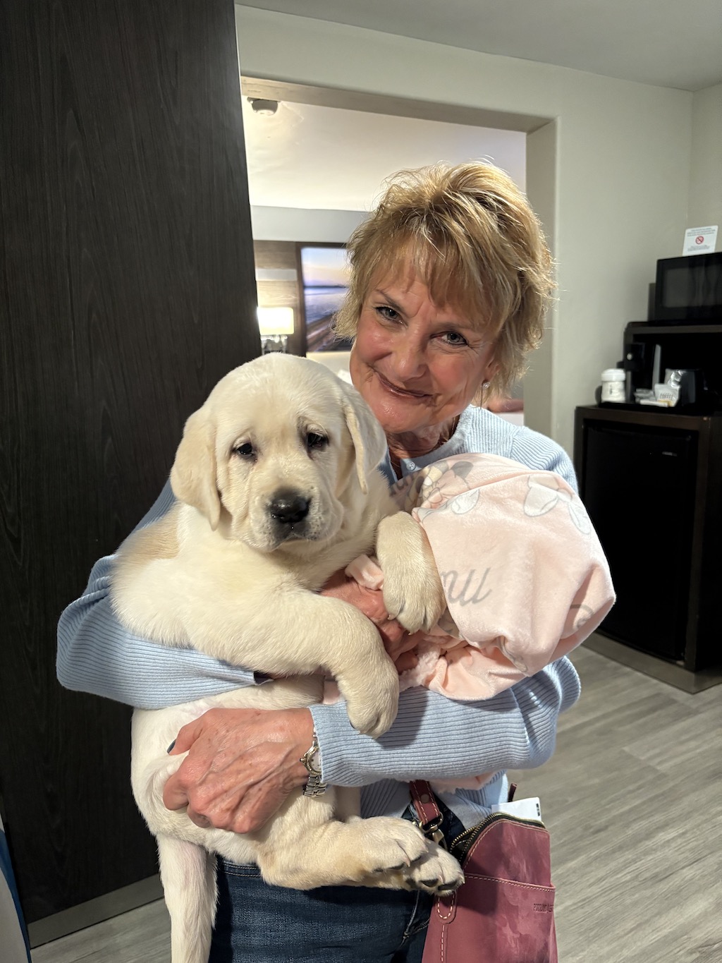 Nancy building trust with a dog