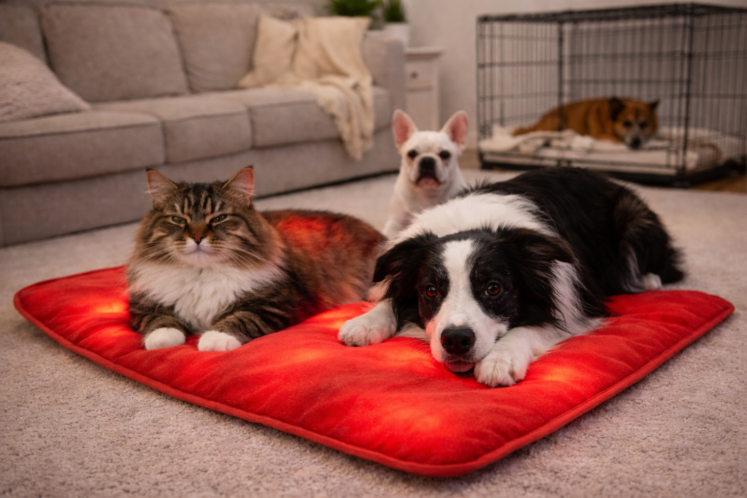 Multiple pets receiving therapy during single home visit - mobile animal wellness Placerville CA