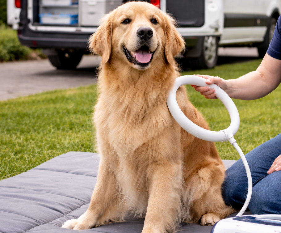 Dog therapy session showing convenience of mobile service - Sacramento area pet wellness