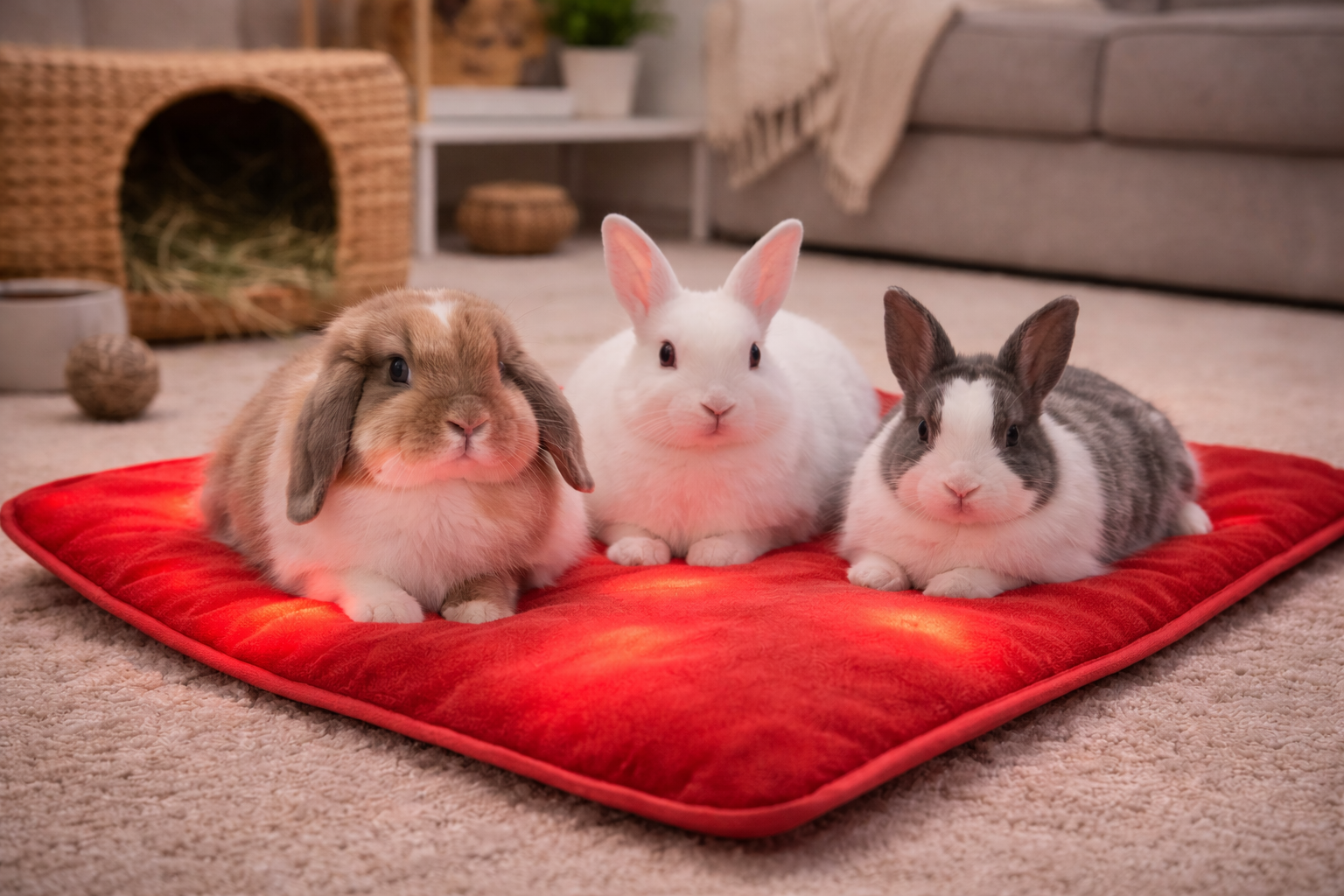 Small animals receiving wellness treatment in home environment - mobile PEMF therapy Northern California